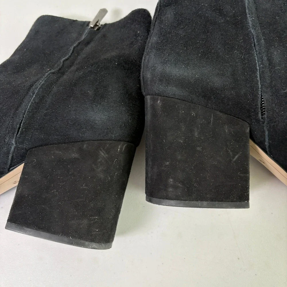 Sam Edelman Taye Booties Womens 8.5 Black Suede Block Heel Ankle Boots